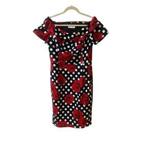 Belle Poque floral & polka dot dress off shoulder sz 12